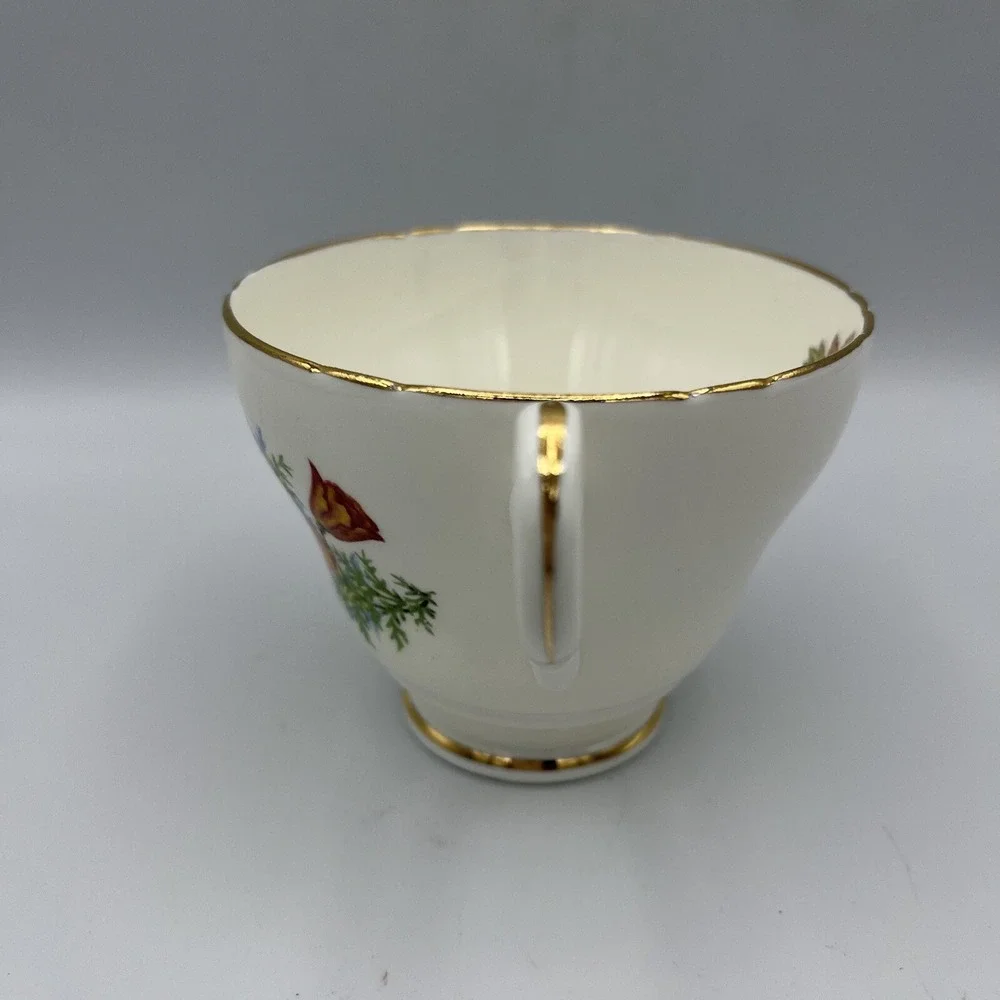 Vintage Regency Cup Saucer Bone China Footed England Fall Maple Leaf Flower Gold